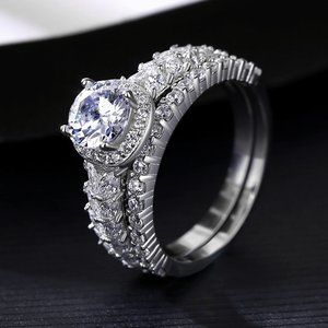 Luxury Rings 925 Wedding Ring Sets Sterling Silver Zirconia Wedding Jewelry